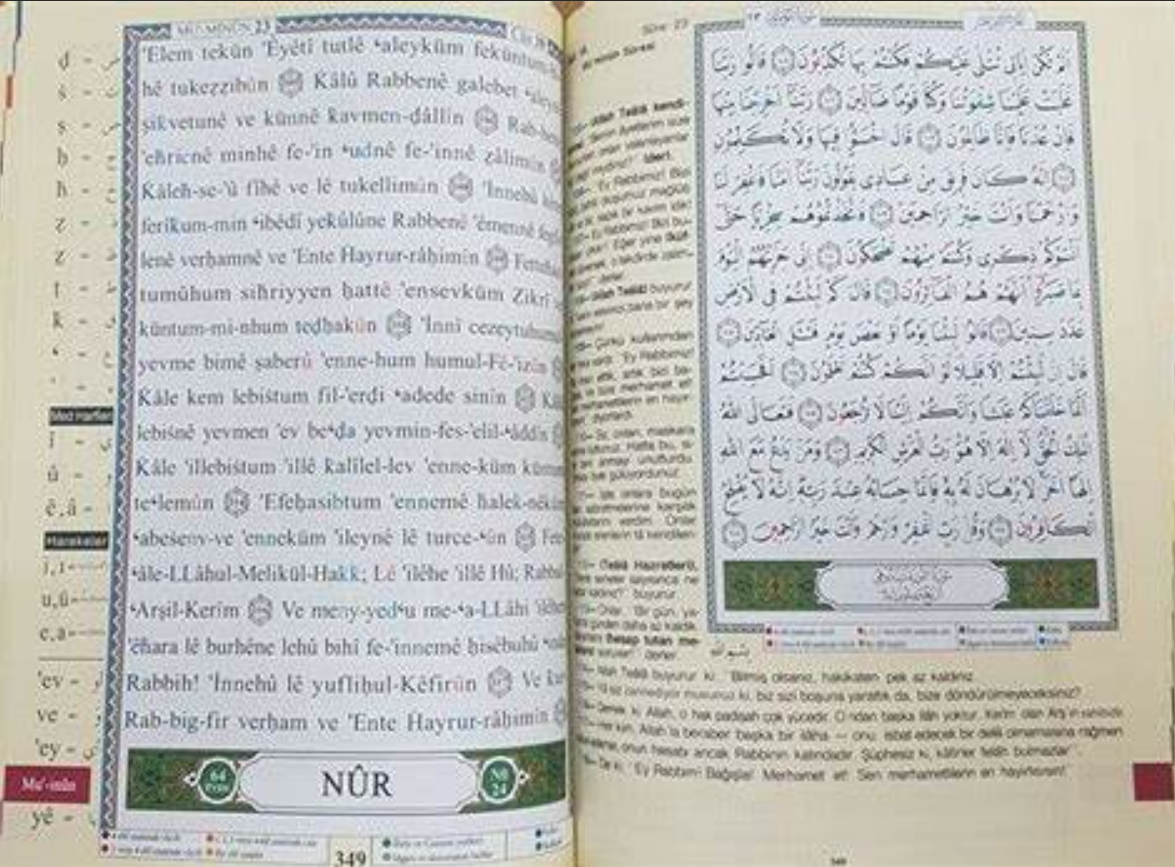 Tajweed Quran with translation of meaning and transliteration in Turkish 17×24 cm